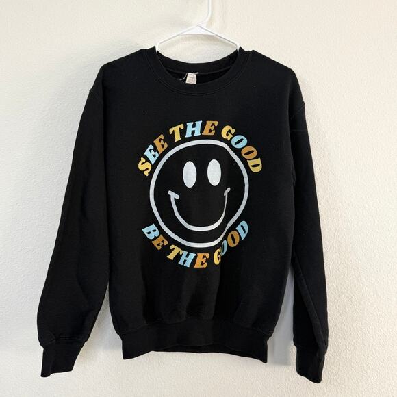 Altar'd State Tops - Altard State Graphic Sweatshirt Black Positive Vibes Small Retro Cozy Trendy